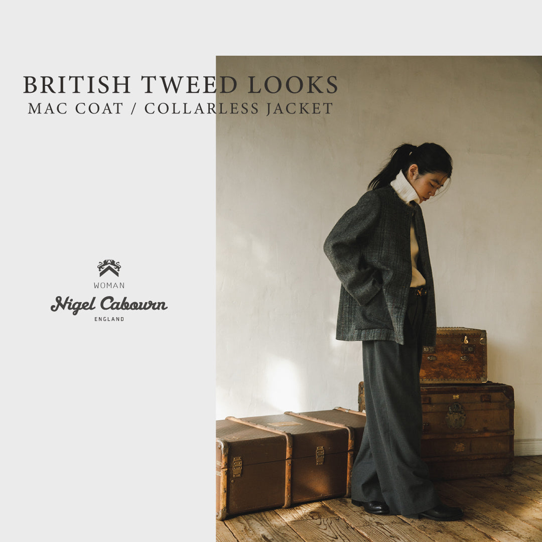 BRITISH TWEED LOOKS-MAC COAT / COLLARLESS JK