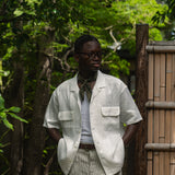 OPEN COLLAR SHIRT LINEN TWILL