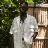 OPEN COLLAR SHIRT LINEN TWILL