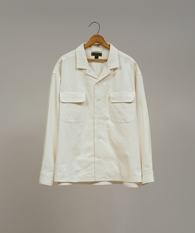 OPEN COLLAR SH LINEN FLEECE