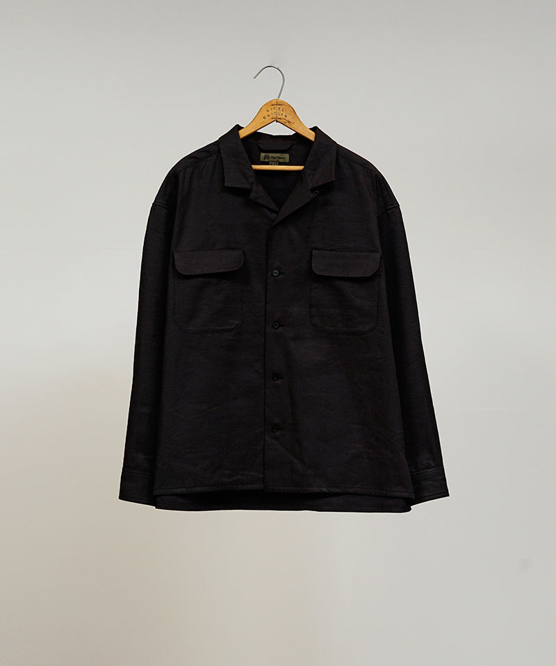 OPEN COLLAR SH LINEN FLEECE