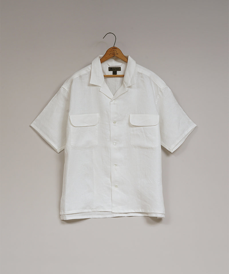 OPEN COLLAR SHIRT LINEN TWILL