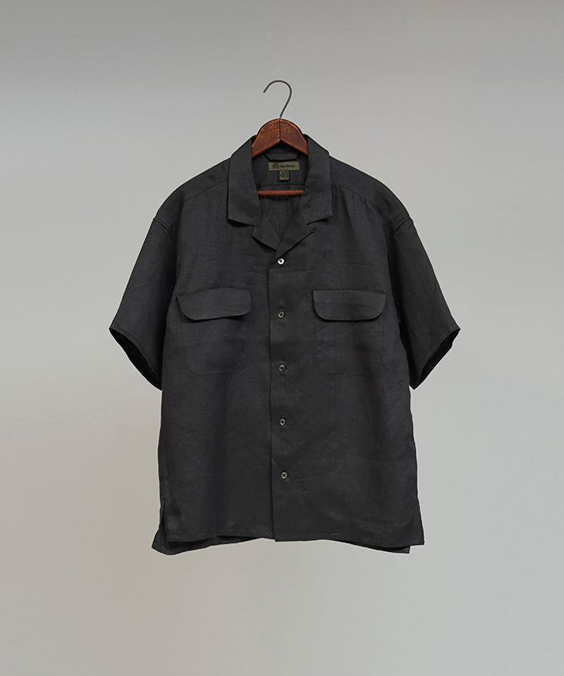 OPEN COLLAR SHIRT LINEN TWILL