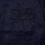 OPEN COLLAR SH LINEN INDIGO