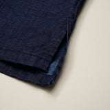 OPEN COLLAR SH LINEN INDIGO