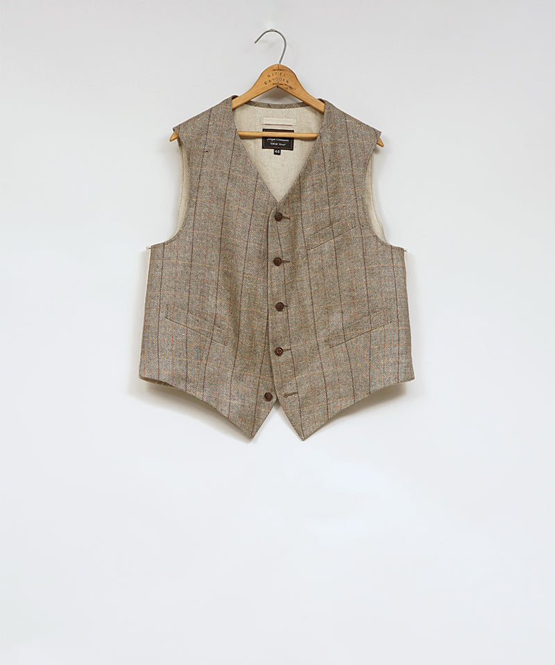 ENGINEER VEST HEMP LINEN CHECK