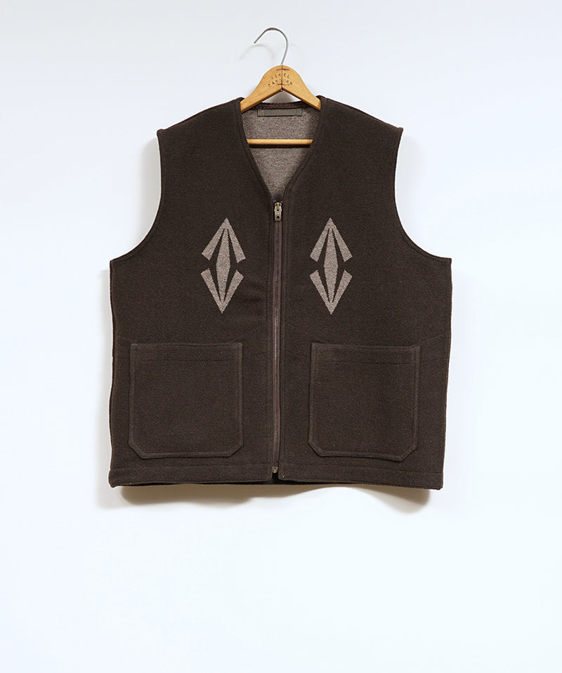 ZIP UP VEST RAG JACQUARD