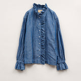 GATHER COLLAR BLOUSE C/L
