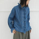 GATHER COLLAR BLOUSE C/L