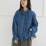GATHER COLLAR BLOUSE C/L