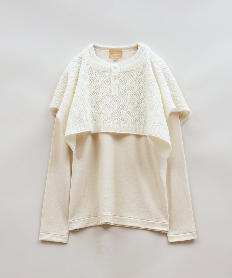 LACEY KNIT COLLAR T-SHIRT
