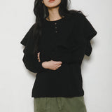 LACEY KNIT COLLAR T-SHIRT