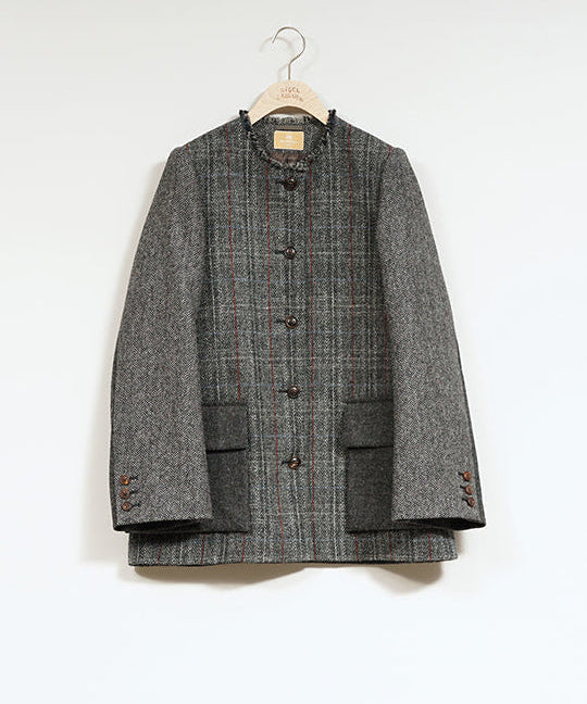 COLLARLESS JACKET - BRITISH TWEED