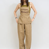 Side button coverall pant khaki