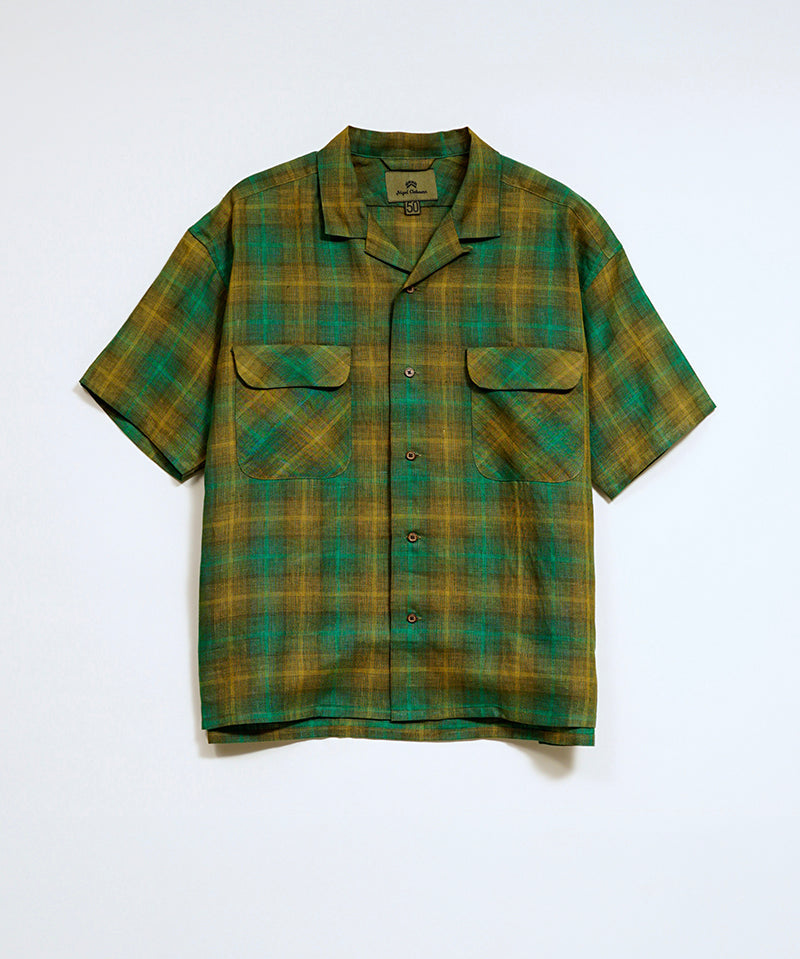 OPEN COLLAR SHIRT - HEMP CHECK