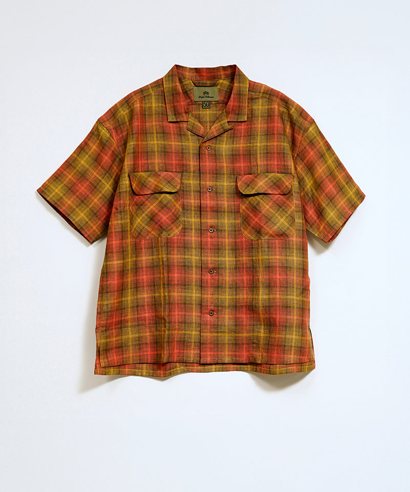 OPEN COLLAR SHIRT - HEMP CHECK