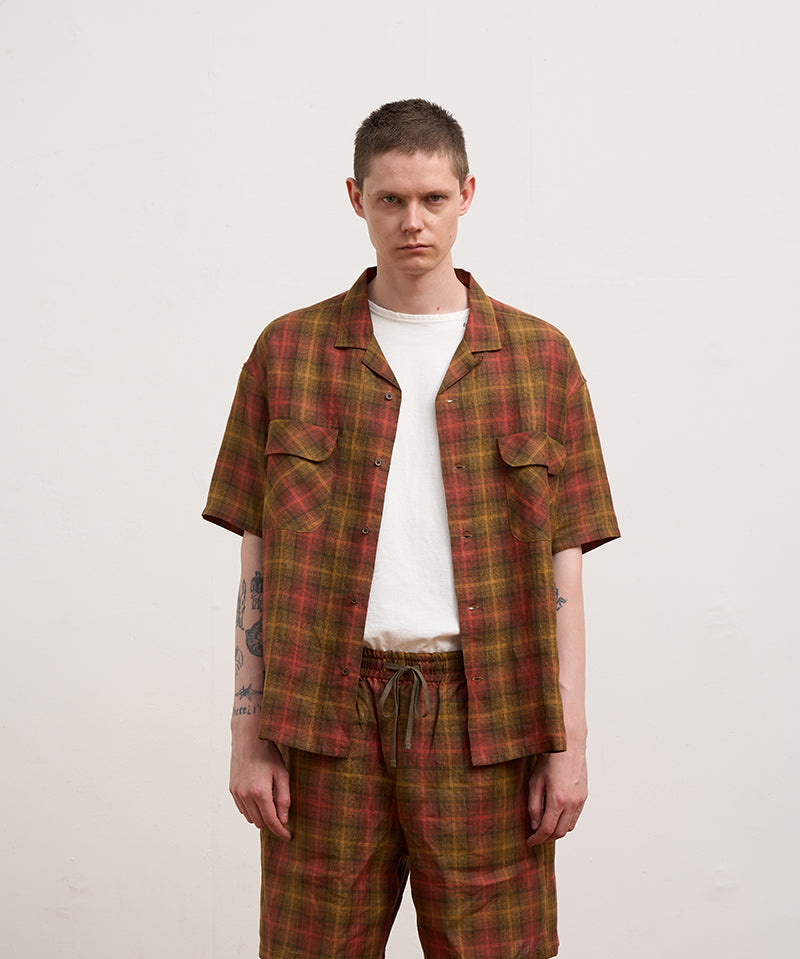 OPEN COLLAR SHIRT - HEMP CHECK