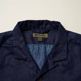 OPEN COLLAR SH　LINEN INDIGO