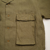 ARMY SHIRT SHORT SLEEVE - LINEN HERRINGBONE TWILL