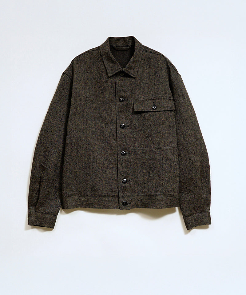 FRENCH WORK JACKET MIX BLACK CHAMBRAY