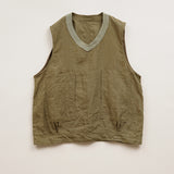 PULLOVER ARMY VEST LINEN HERRINGBONE TWILL