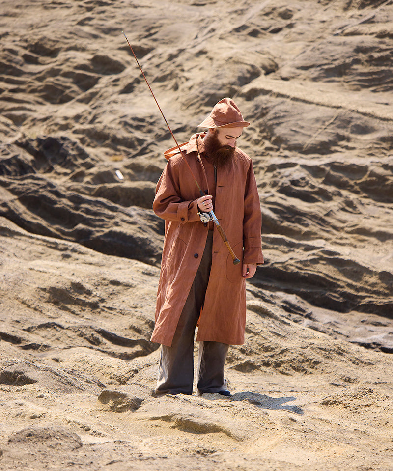 FISHERMAN COAT KAKISHIBU LINEN