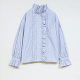 GATHER COLLAR BLOUSE STRIPE