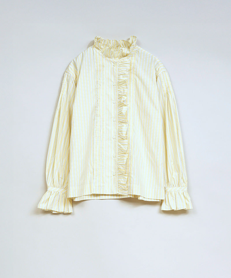 GATHER COLLAR BLOUSE STRIPE
