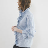 GATHER COLLAR BLOUSE STRIPE