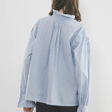 GATHER COLLAR BLOUSE STRIPE