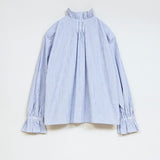 GATHER COLLAR BLOUSE STRIPE