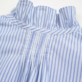 GATHER COLLAR BLOUSE STRIPE
