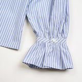 GATHER COLLAR BLOUSE STRIPE