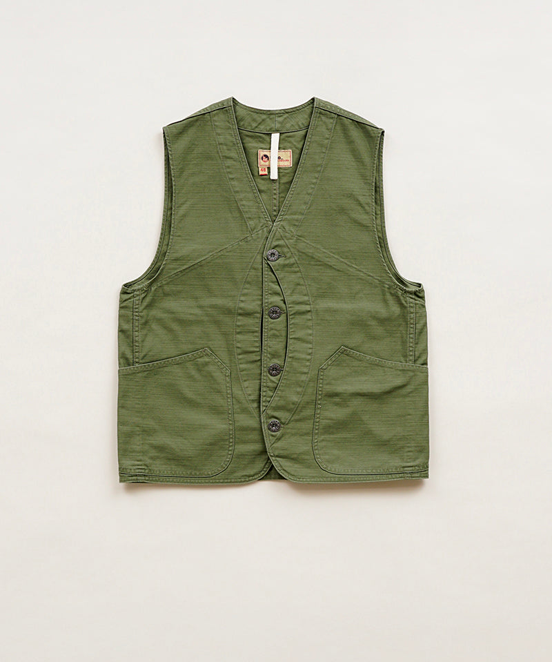 V01 WORK SUIT VEST SLUB SATEEN