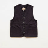 V01 WORK SUIT VEST SLUB SATEEN
