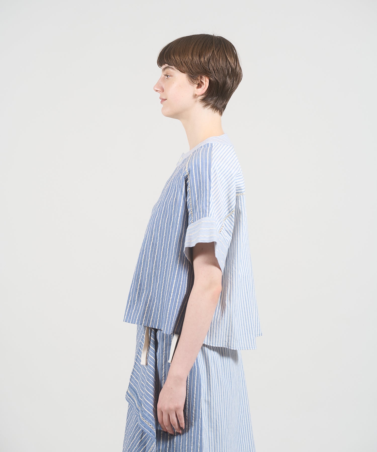 50s CREW NECK BLOUSE STRIPE