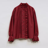 GATHER COLLAR BLOUSE WOOL