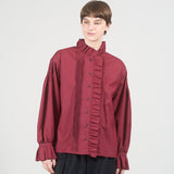 GATHER COLLAR BLOUSE WOOL