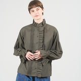 GATHER COLLAR BLOUSE WOOL