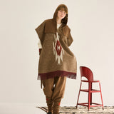 TRIBAL PONCHO  RAG JACQUARD